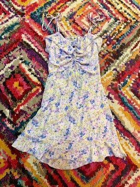 Lavender Floral Tie-Front Sundress
